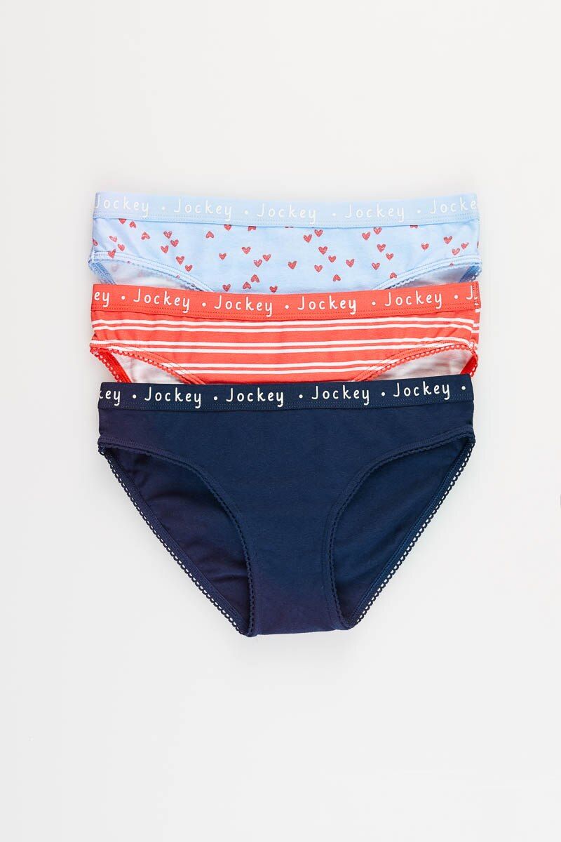 JOCKEY Girls Print Brief 3pk, Girls Underwear